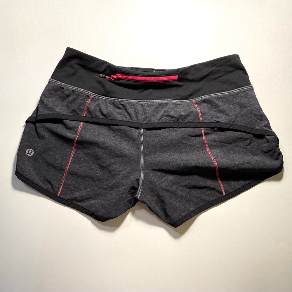 Lululemon Speed Shorts | Heathered Black and Pink